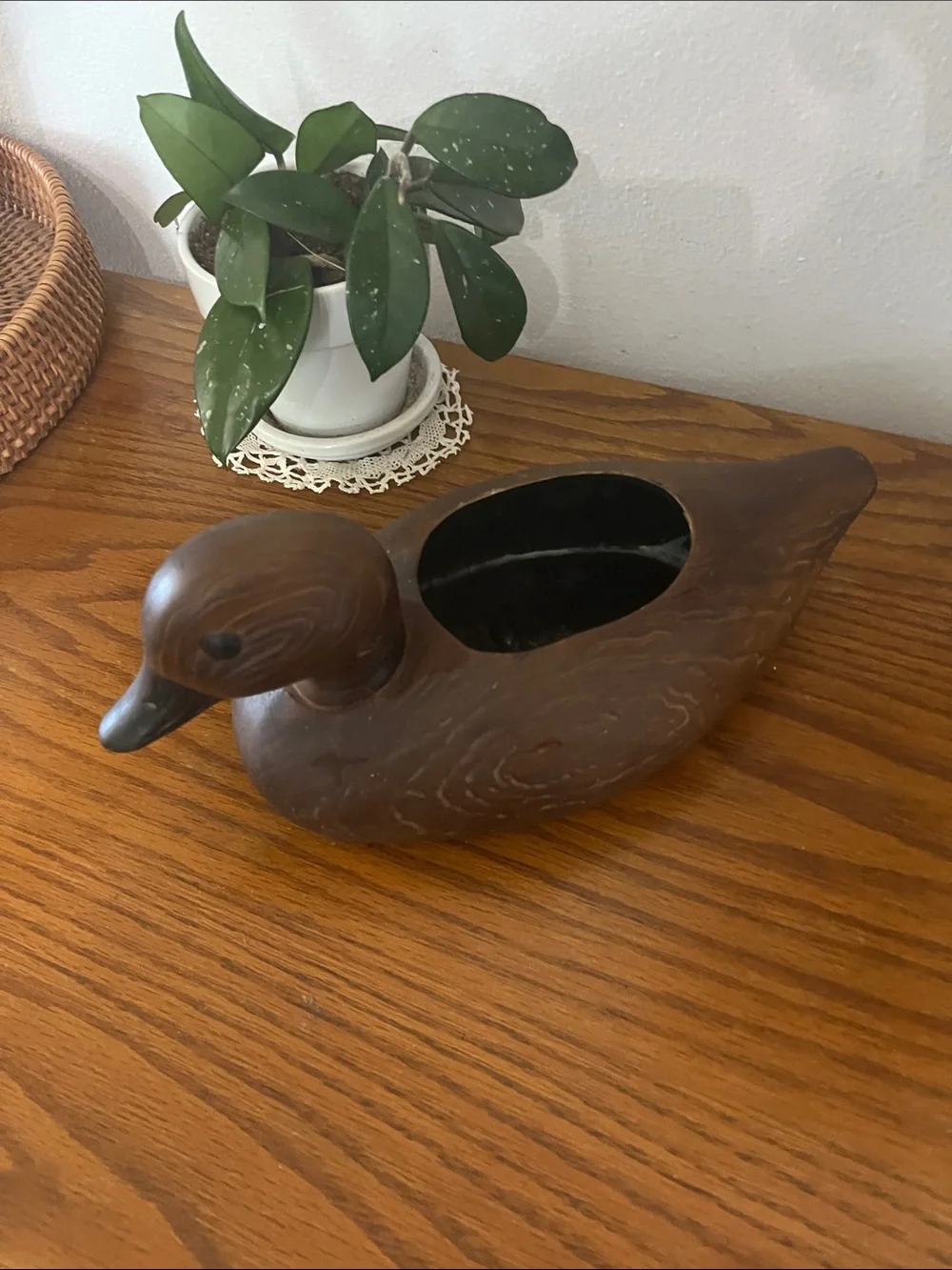 Ceramic Brown Duck Planter - Decorative Home Accent